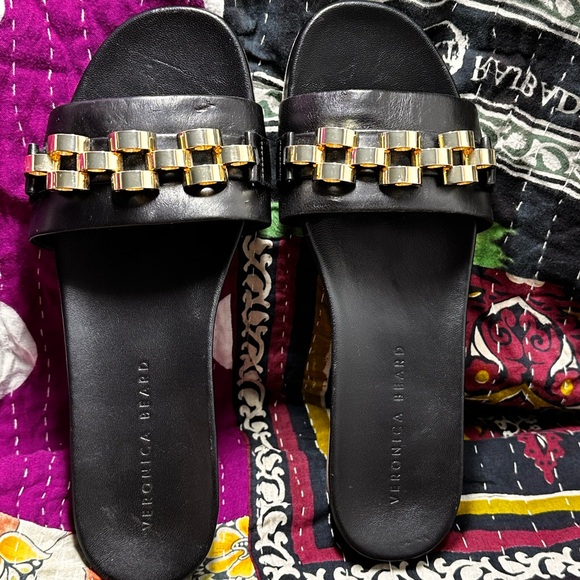 Veronica Beard Eni Leather Slide Sandal - Size 7 - Picture 2 of 4